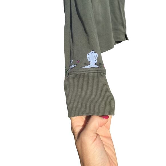 Opening Ceremony sweatshirt womens S olive green beaded Asian thrashed leisure - Picture 7 of 13